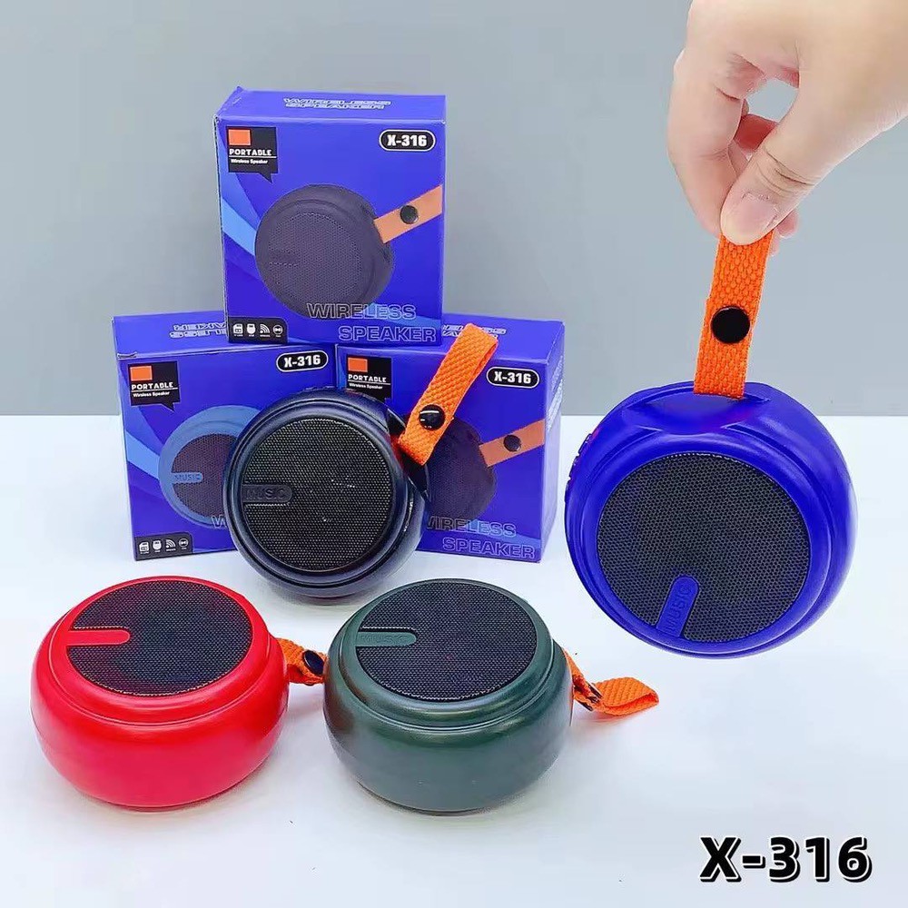 اسپیکر بلوتوثی X316 اسپیکر جیبی قابل حمل کوچک با صدای قوی پشتیبانی فلش و مموری + بلوتوث مناسب سفر، کوهنوردی و پ...