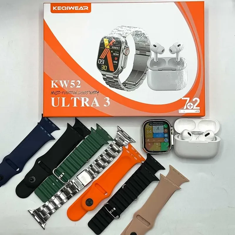 ساعت هوشمند + ایرپاد KEQIWEAR KW52 ULTRA3 7+2 | اسمارت واچ به همراه ایرپاد بلوتوثی | ارسال سریع | خرید اقساطی