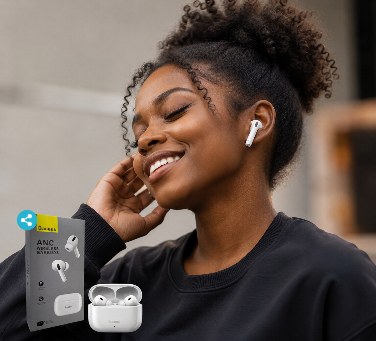 ایرپاد بلوتوثی Baseus ANC Wireless Earbuds | نویز کنسلینگ ANC | خرید اقساطی | ارسال سریع
