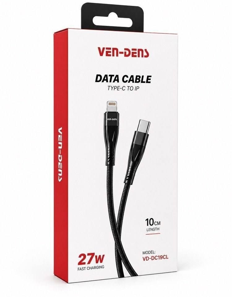کابل لایتنینگ VEN-DENS مدل VD-DC19CL | کابل Type-C به Lightning کنفی 27W فست شارژ و دیتا 1 متری