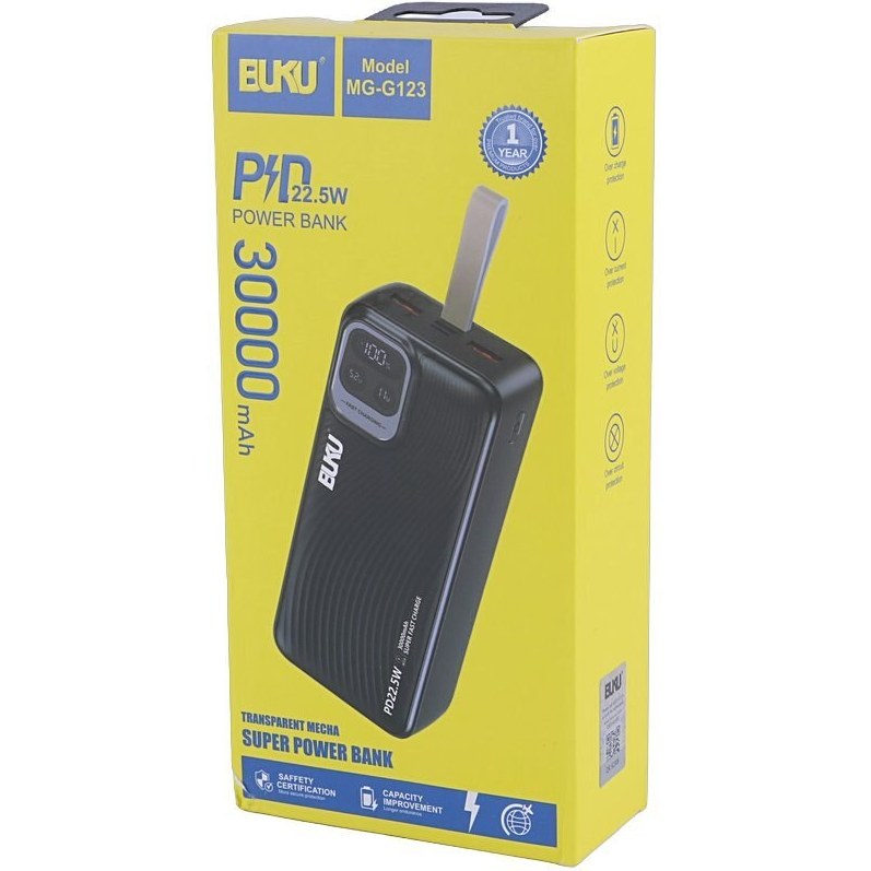 پاور بانک فست شارژ بوکو BUKU MG-G123 ظرفیت 30000 میلی‌آمپر ساعت | 22.5W