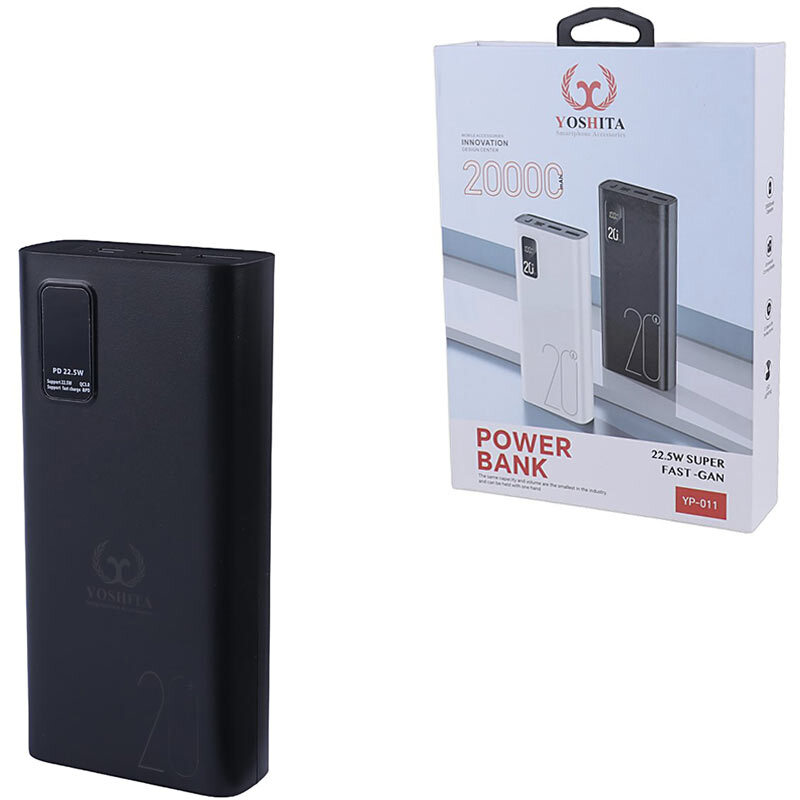 پاوربانک 20000 میلی‌آمپر یوشیتا مدل YP-011 | شارژ سریع 22.5W و PD 20W