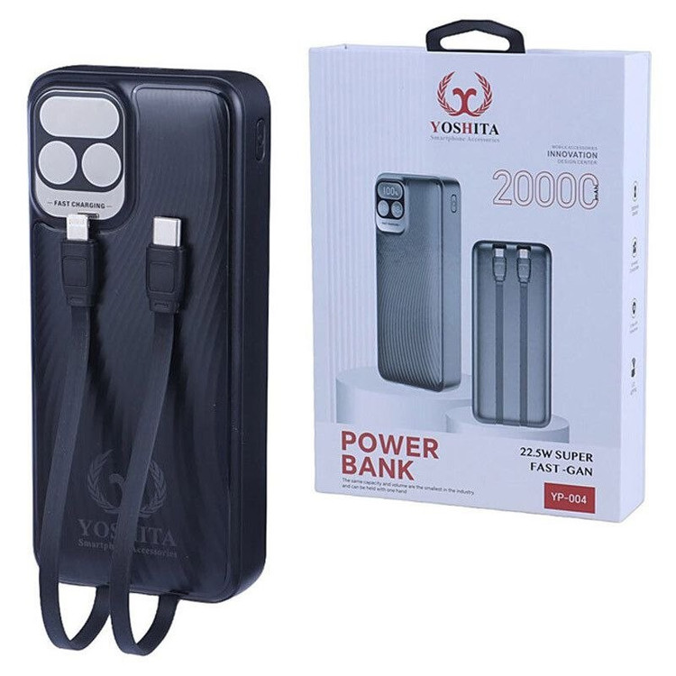 پاوربانک فست شارژ یوشیتا YP-004 ظرفیت 20000 میلیآمپر ساعت | QC3.0 | PD 22.5W
