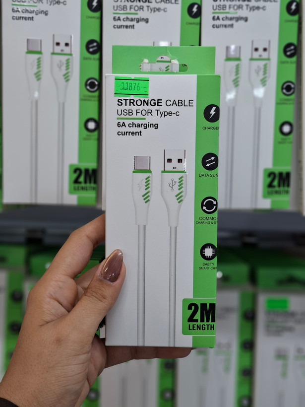 کابل USB به Type-C دو متری فست شارژ 6A | شارژ و انتقال داده