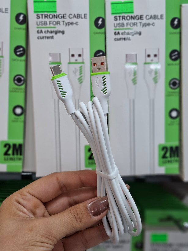 کابل USB به Type-C دو متری فست شارژ 6A | شارژ و انتقال داده
