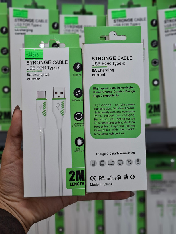 کابل USB به Type-C دو متری فست شارژ 6A | شارژ و انتقال داده