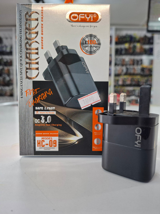 آداپتور شارژر سه پین OFYI مدل HC-09 فست شارژ QC3.0 مناسب سامسونگ و شیائومی
