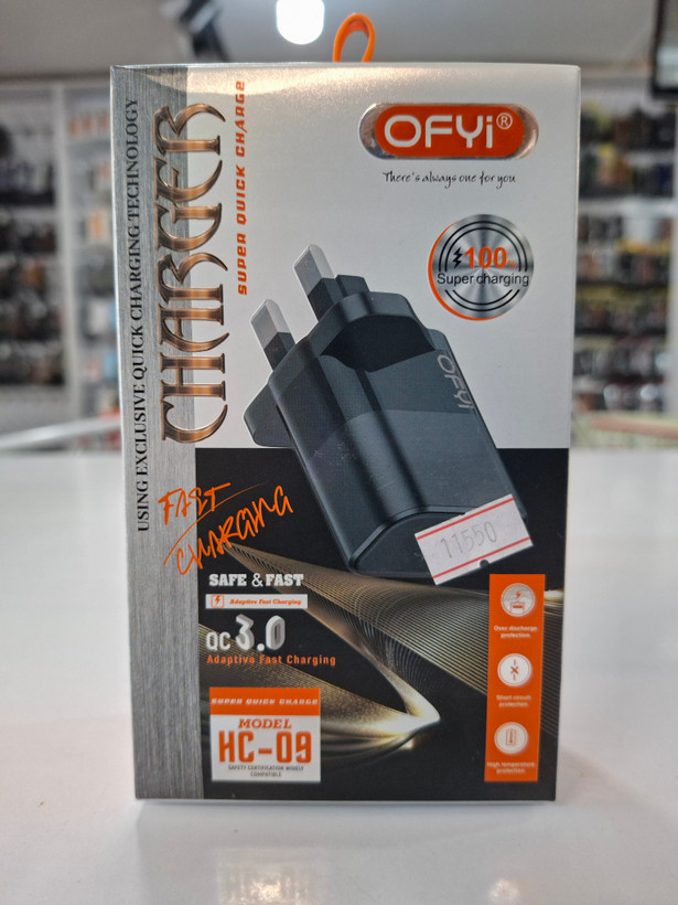 آداپتور شارژر سه پین OFYI مدل HC-09 فست شارژ QC3.0 مناسب سامسونگ و شیائومی