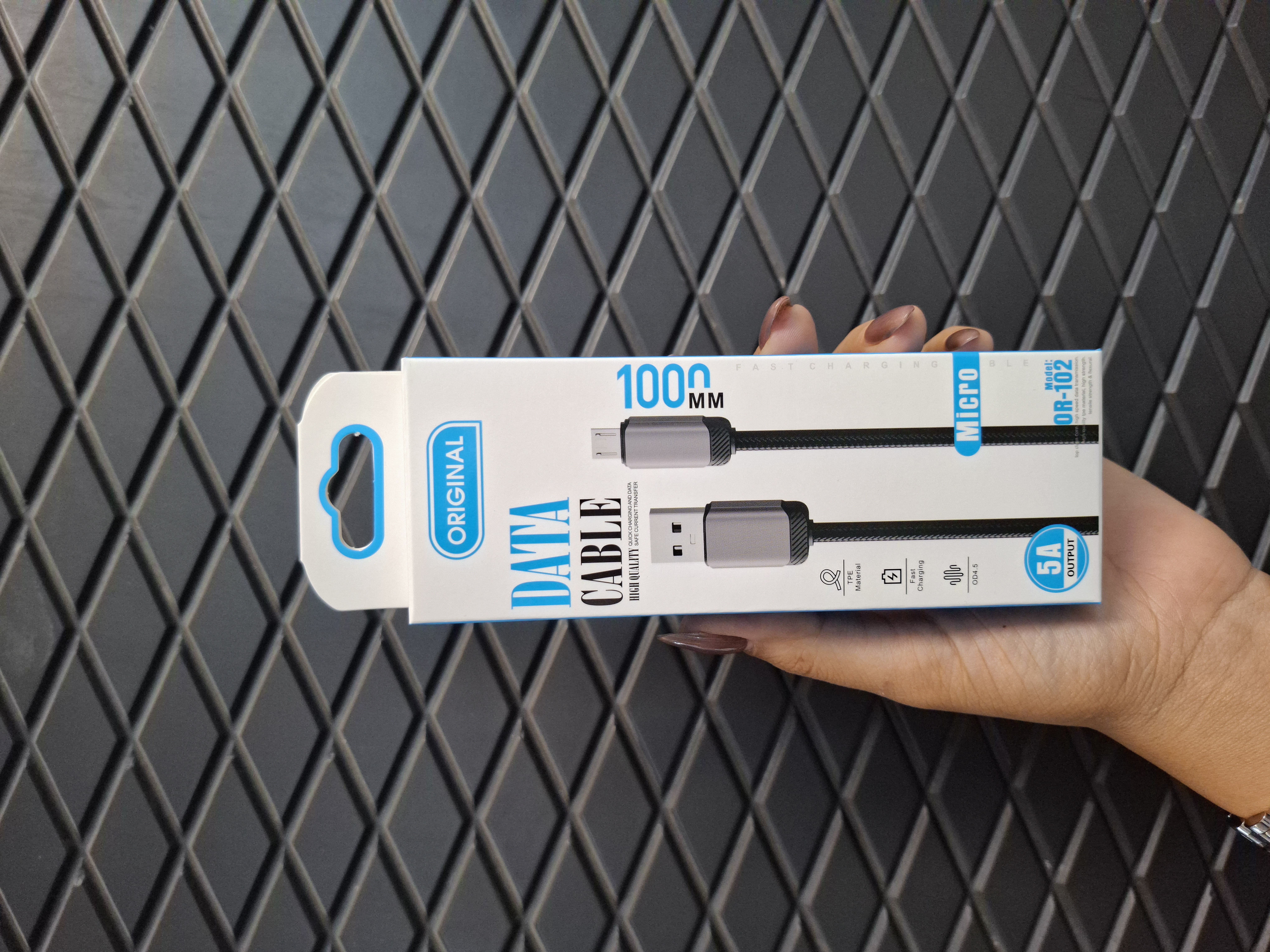 کابل میکرو USB فست شارژ 5A مدل OR_102 با روکش کنفی و کانکتور فلزی | شارژ سریع و انتقال دیتا/فروش اقساطی/ارسال سریع مشهد