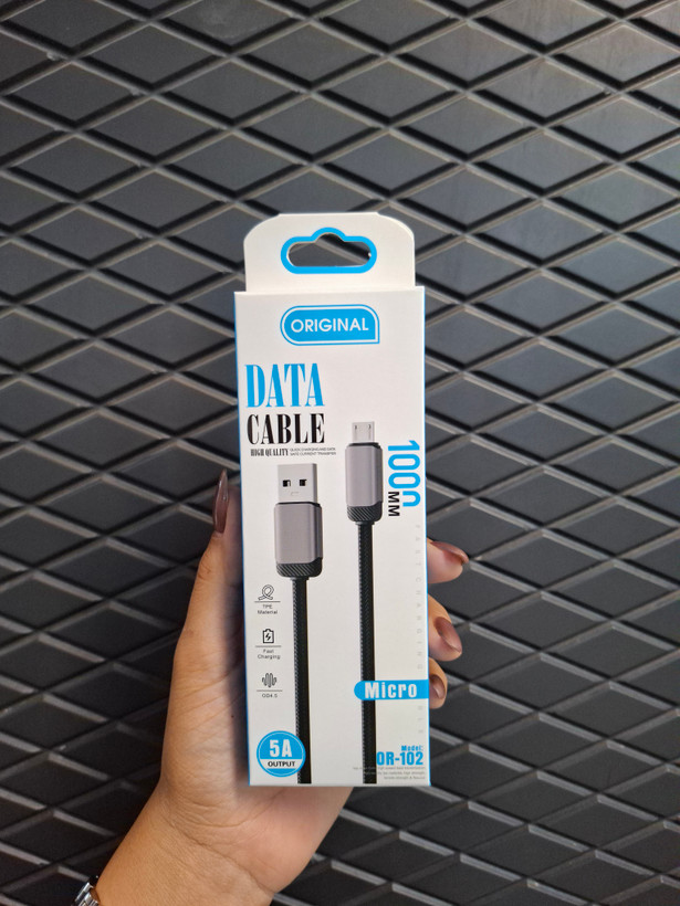 کابل میکرو USB فست شارژ 5A مدل OR_102 با روکش کنفی و کانکتور فلزی | شارژ سریع و انتقال دیتا/فروش اقساطی/ارسال سریع مشهد