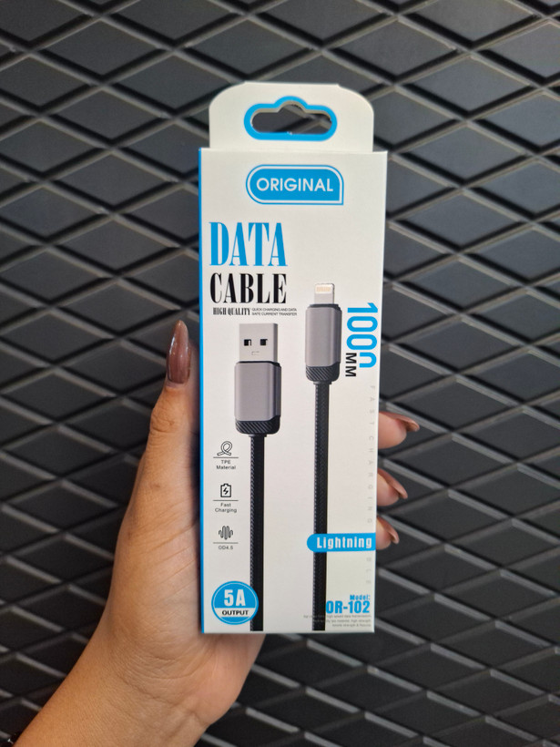 کابل USB به آیفون فست شارژ 5A مدل OR_102 با روکش کنفی و کانکتور فلزی | شارژ سریع و انتقال دیتا |ارسال سریع مشهد |فروش اقساطی