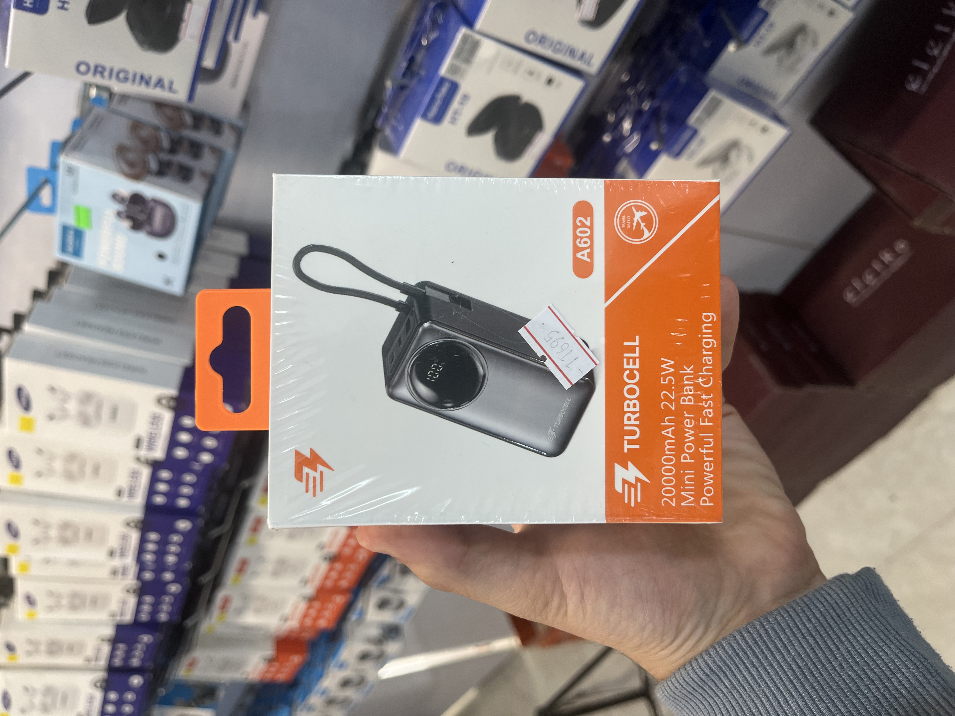 پاوربانک TURBOCELL A602 ظرفیت 20000 میلی‌آمپر ساعت فست شارژ با نمایشگر دیجیتال