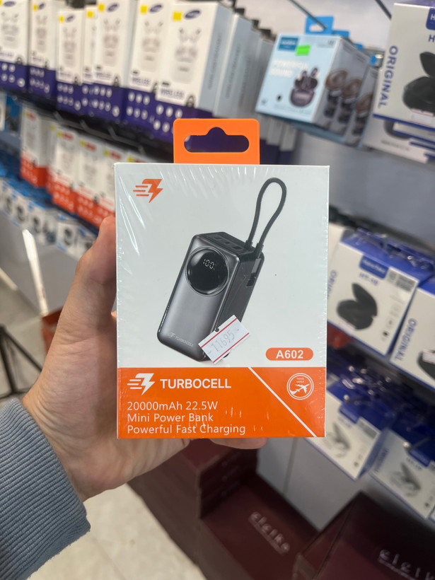پاوربانک TURBOCELL A602 ظرفیت 20000 میلیآمپر ساعت فست شارژ با نمایشگر دیجیتال