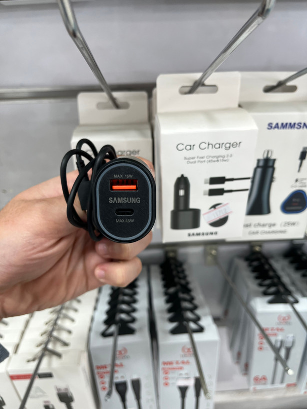 شارژر فندکی سامسونگ EP-L5300 توان 45 وات دو پورت USB-C و USB-A فست شارژ